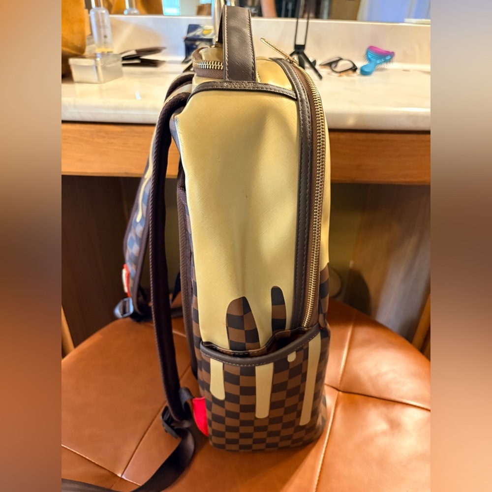 Sprayground Gold Checkered Backpack - Picture 5 of 8
